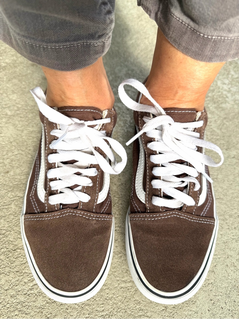 Vans Brown Suede Canvas Old Skool Sneakers 7.5 Skate Low Top Classic Streetwear - Picture 13 of 16